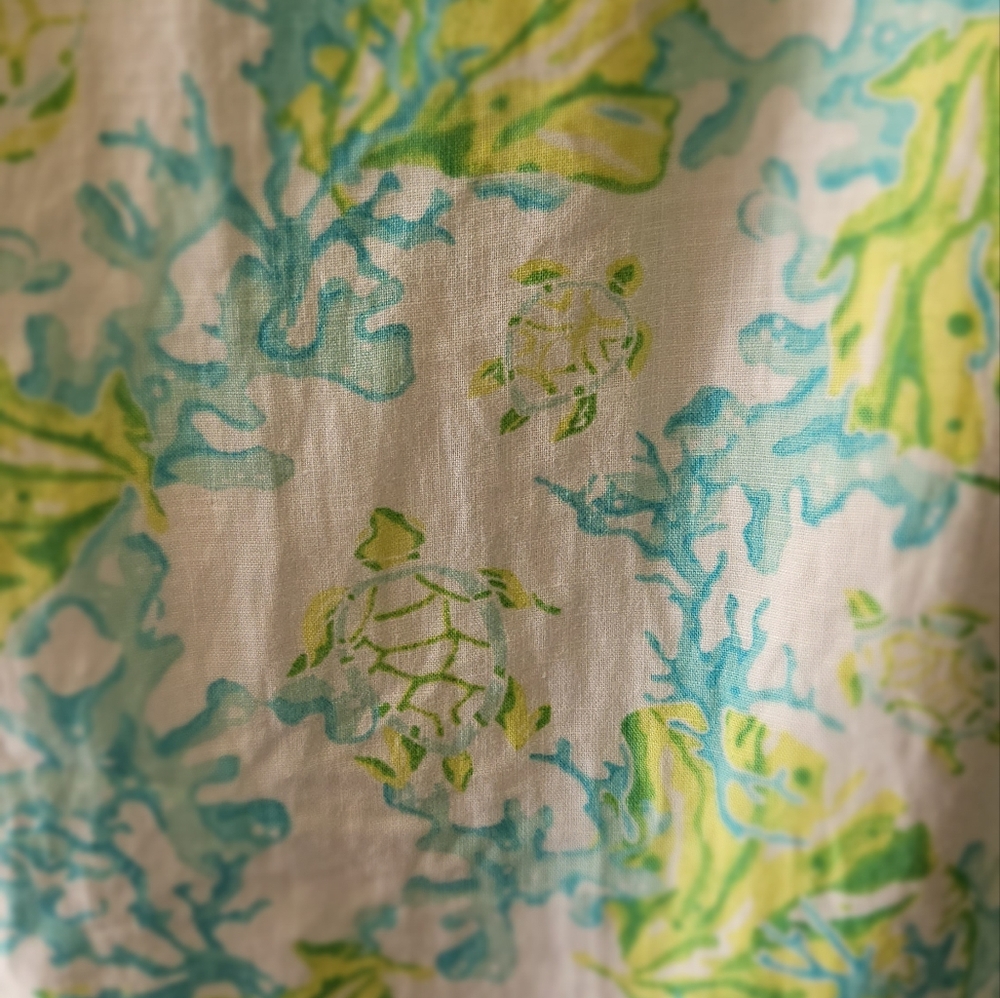 J. Jill White Tank Dress with Aqua and Lime Leaf Print - Picture 2 of 3